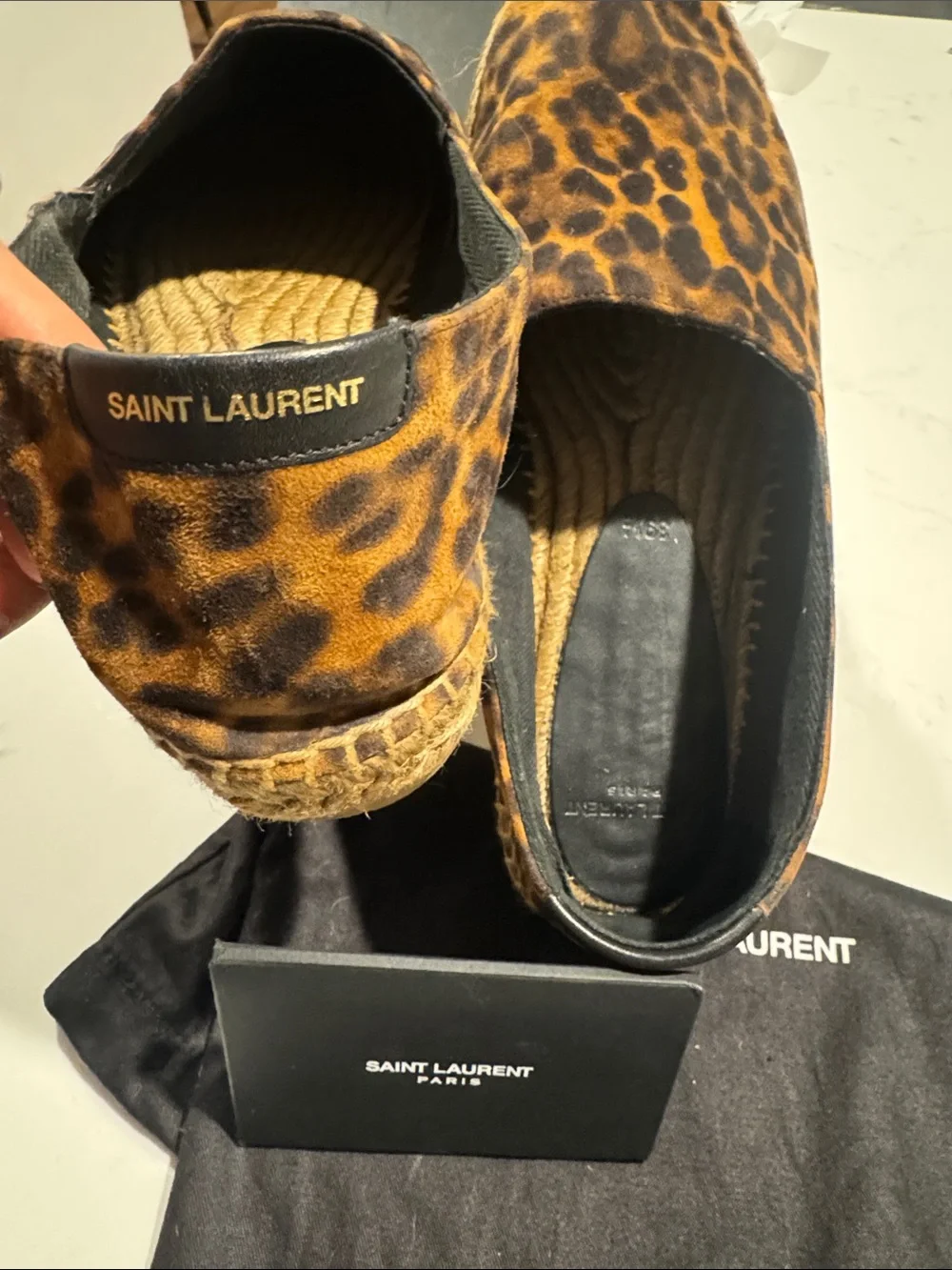 Saint Laurent Leopard Espadrille Slip-Ons - Brown/Black